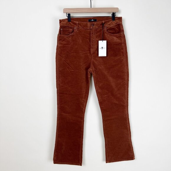 New 7 For All Mankind High Waist Slim Kick Bootcut Flare Crop Velvet Suede Pants - Picture 3 of 14